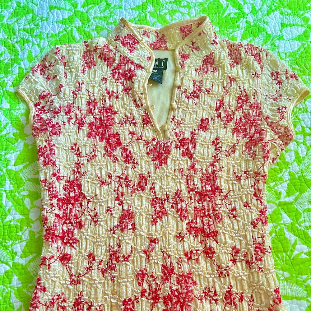 INC Concepts Festive top with Mandarin Collar M